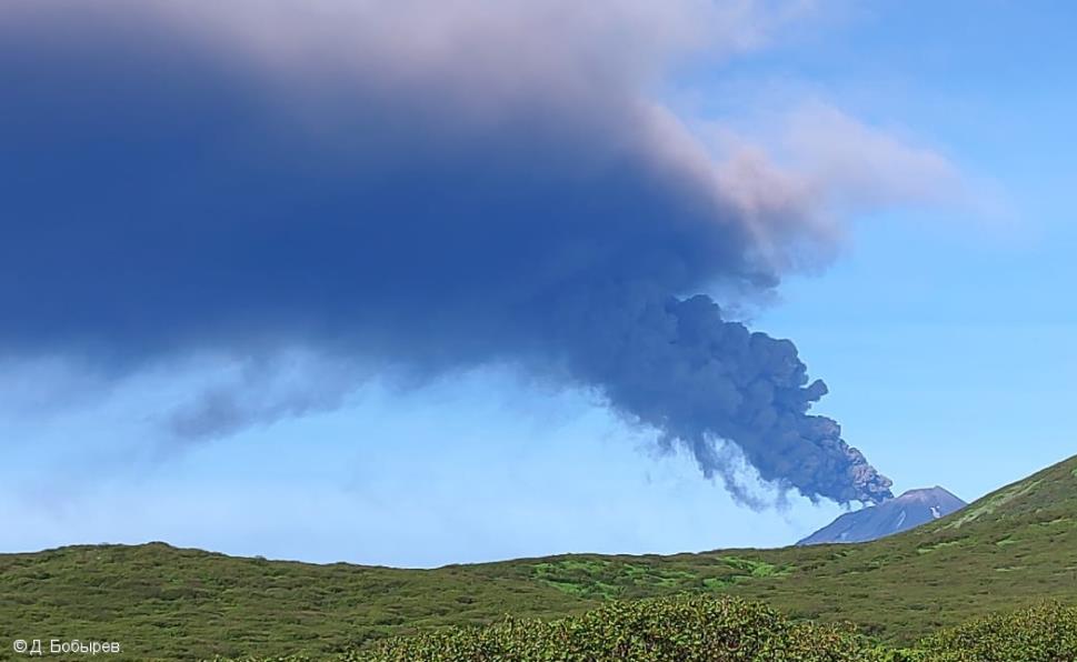 Ash eruption from Chikurachki volcano yesterday 23 June 2022 (image:  D. Bobyrev / KVERT)