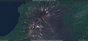 Ash emissions from Chikurachki volcano today (image: Sentinel 2)