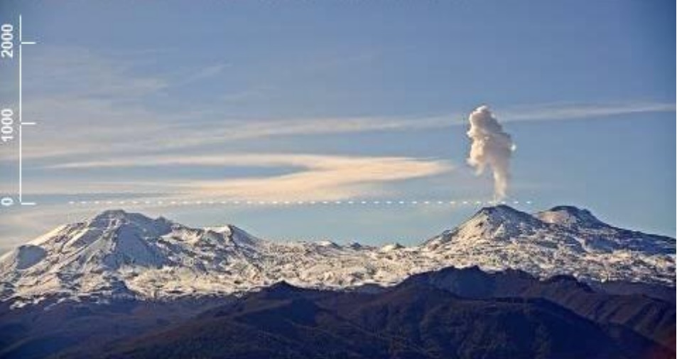 Gas-steam plume from Nevados de Chillán volcano (image: SERNAGEOMIN)