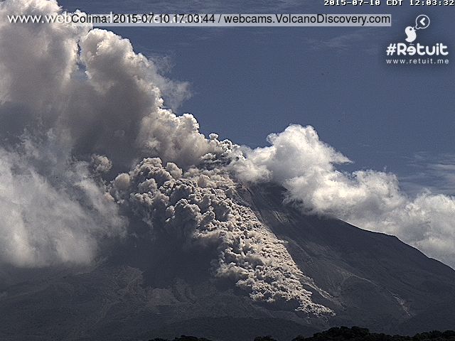 Pyroclastic flow from Colima this afternoon