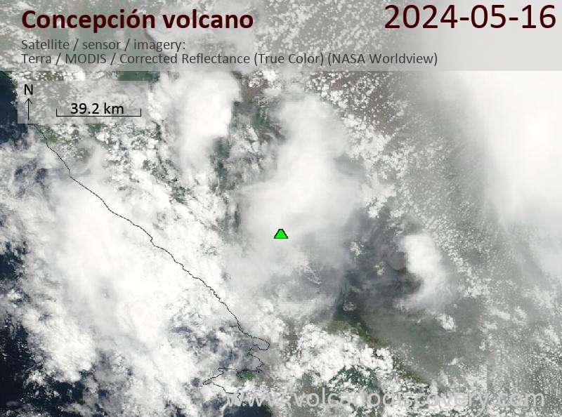 Satellitenbild des Concepción Vulkans am 16 May 2024