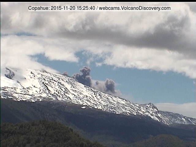 Ash emission from Copahue volcano last night
