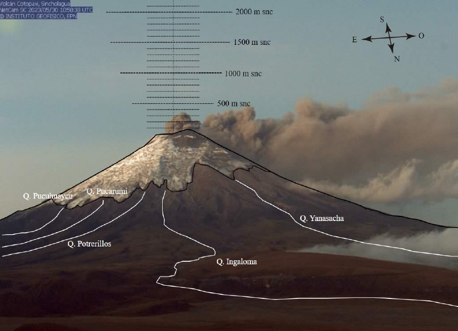 Dense ash emissions from Cotopaxi volcano on 30 May (image: IGEPN)