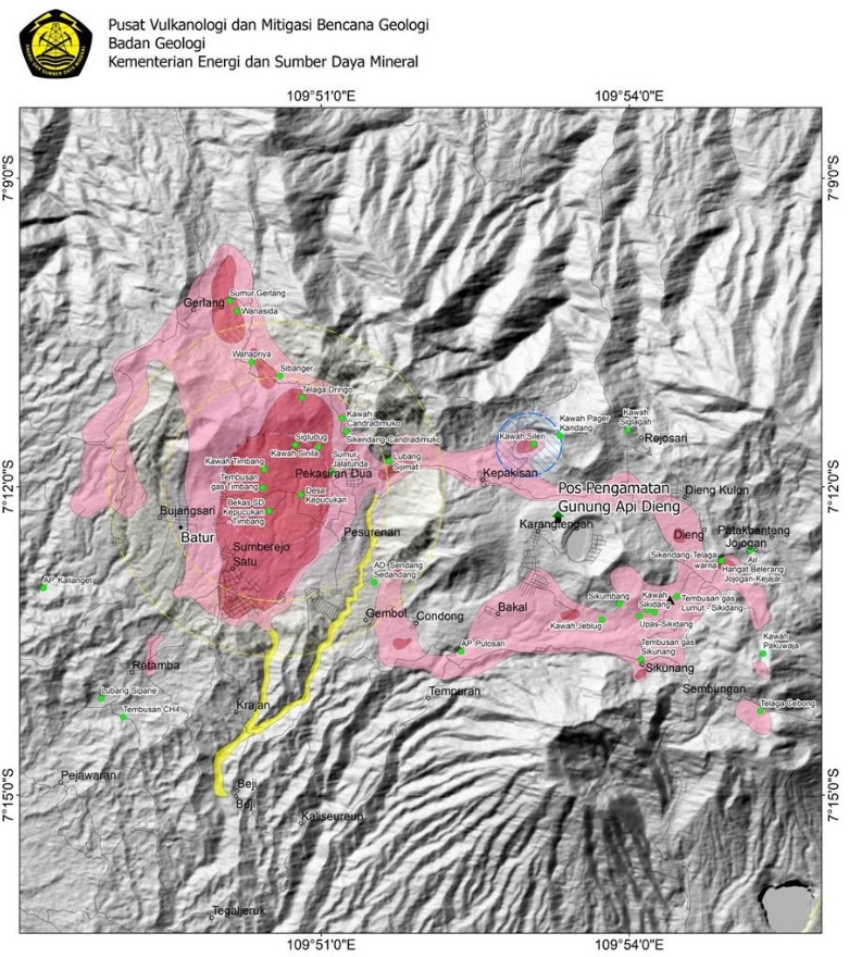 The hazardous map of Dieng volcanic complex (image: PVMG)