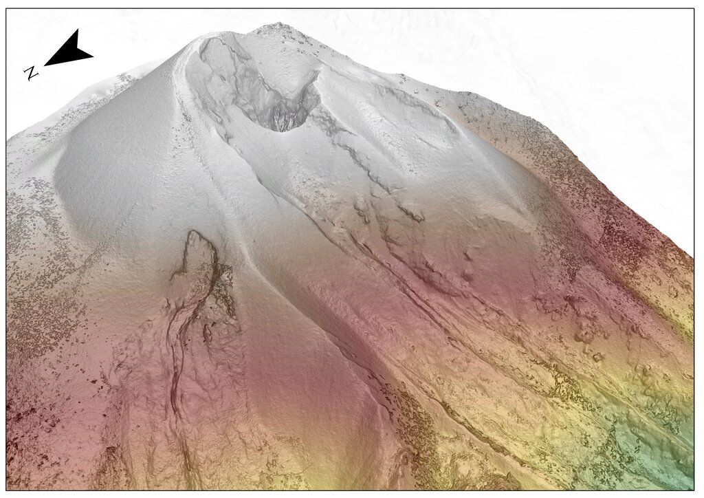 Digital model of the eruptive cone at the volcano (image: @Pg_Scarlato/twitter)