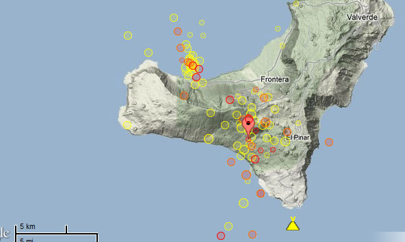 Location of quakes during the past week