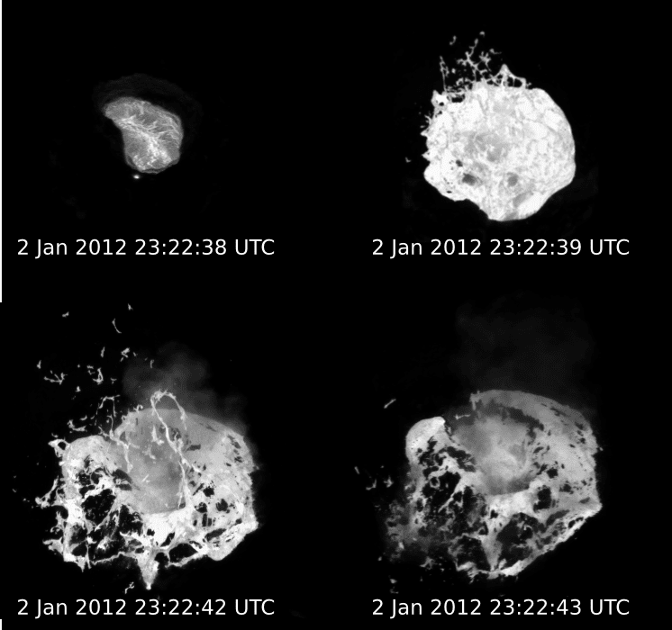 Eruption from the lava lake on 2 Jan 2012 (Erebus Volcano Observatory)