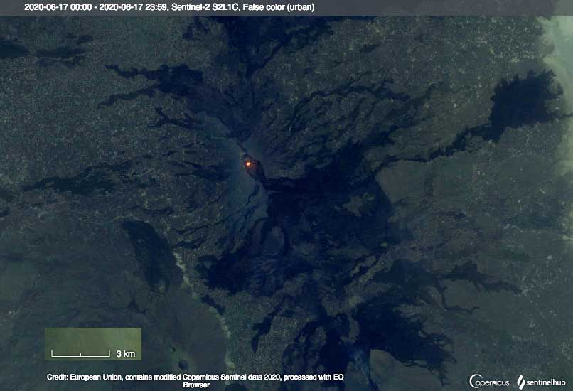 Satellite image of Erta Ale volcano showing the heat signal from its summit lava lake