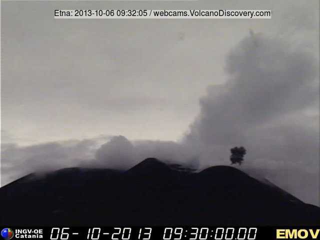 Ash emission from Etna's New SE crater this morning