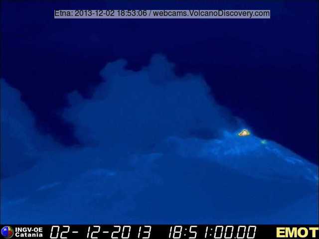 Thermal image of the New SE crater earlier this evening (INGV Catania)