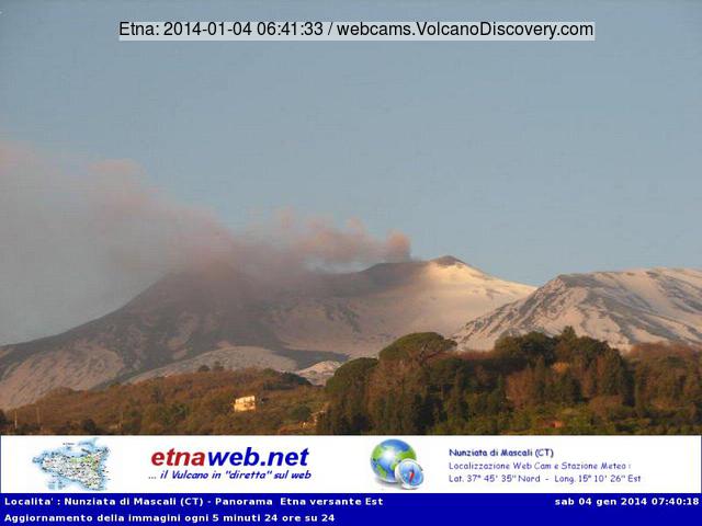 Ash emission from Etna's NE crater this morning