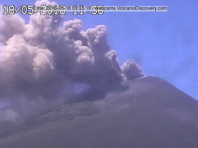 Ash emissions from NE crater this morning