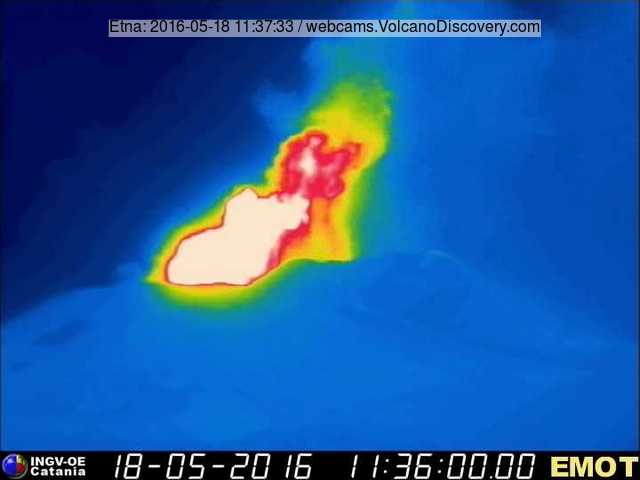 Lava fountaining at Voragine seen through the thermal webcam