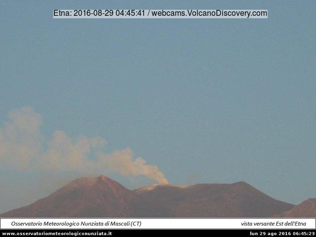 Steam/ash plume from Etna's Voragine this morning