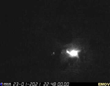 View of strombolian activity from New SE crater last night (image: INGV webcam on Montagnola)