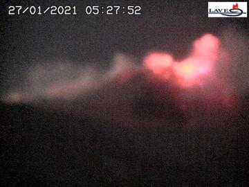 Intense activity at Etna's SE crater this morning (image: LAVE webcam)