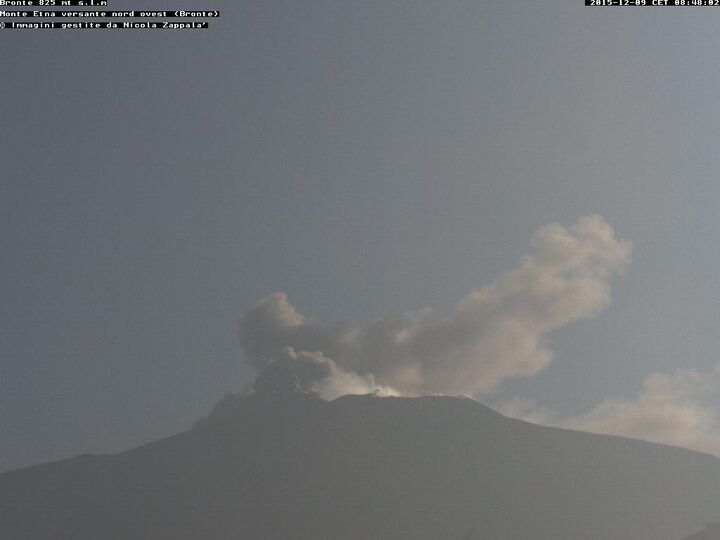 Ash plume from NE crater seen from west