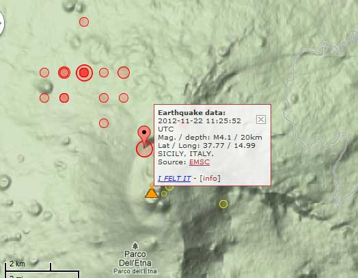 location of recent quakes (red=past 48 hours)