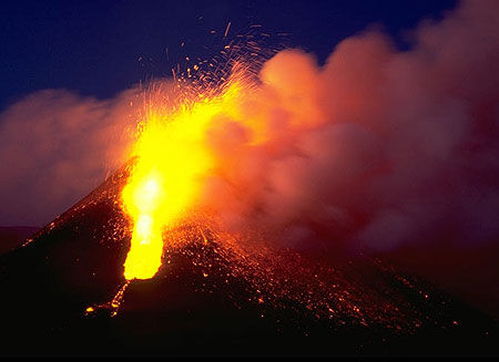 Eruption from Etna volcano