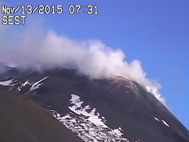 Etna's steaming New SE crater this mornning
