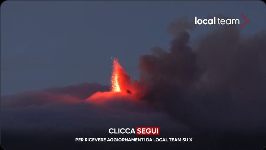 Tall lava fountains from Etna's Southeast Crater tonight (image: Local Team)