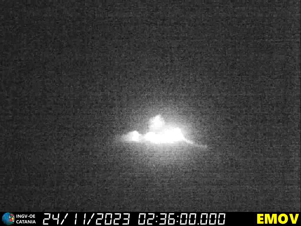 Strombolian explosion from the SE Crater last night (image: INGV)