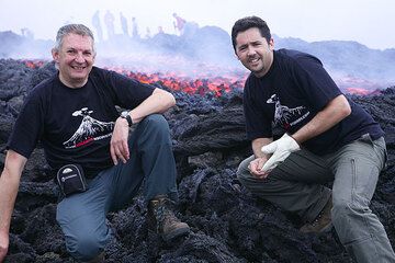 Rob and Adam at the new lava flow on Etna on 13 Oct 2006