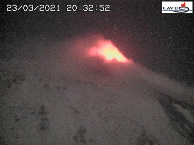 Strombolian activity at Etna's New SE crater this evening (image: LAVE webcam)