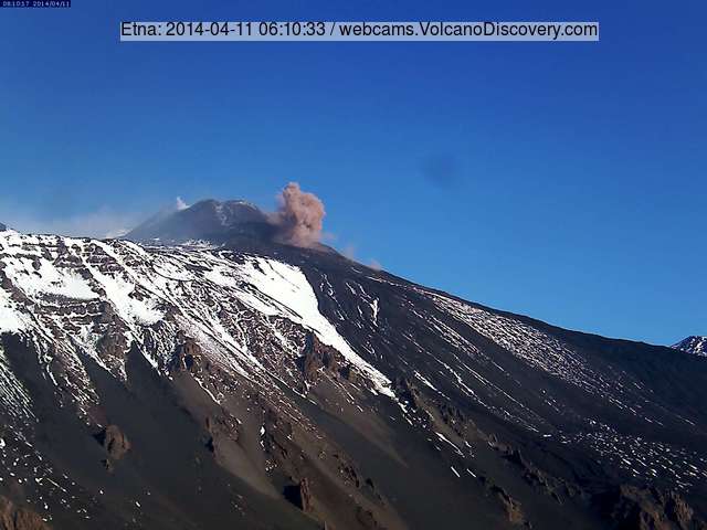 Partial collapse on the NE flank of the New SE crater (Etna Trekking webcam on Schiena dell'Asino)