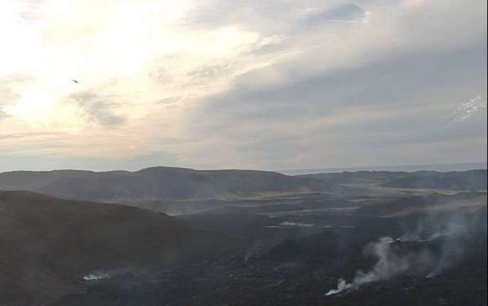Degassing at the eruption site continues (image: RÚV)