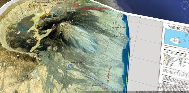 3D map of the caldera and the location of the lava flow (credit: CultureVolcan, copernicus.eu)