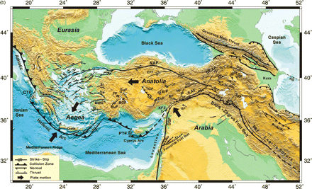 Major faults and plate boundaries in the Aegean-Anatolian region (Taymaz et al. 2007)