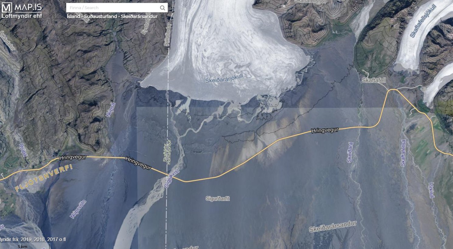 Skeiðarárjökull ice sheet from satellite (image: Kristín Jónsdóttir/twitter)