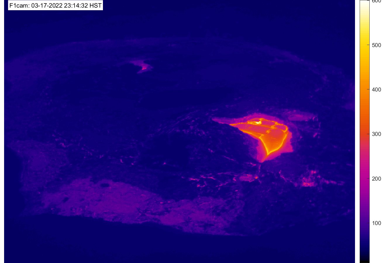 Thermal view of Kilauea's lava lake this morning (image: HVO / USGS thermal webcam)