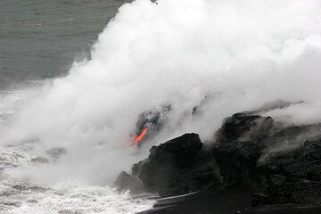Lava flowing into the sea