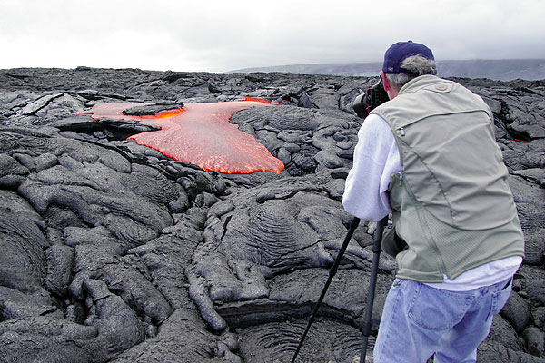 Martin photographing a lava flow