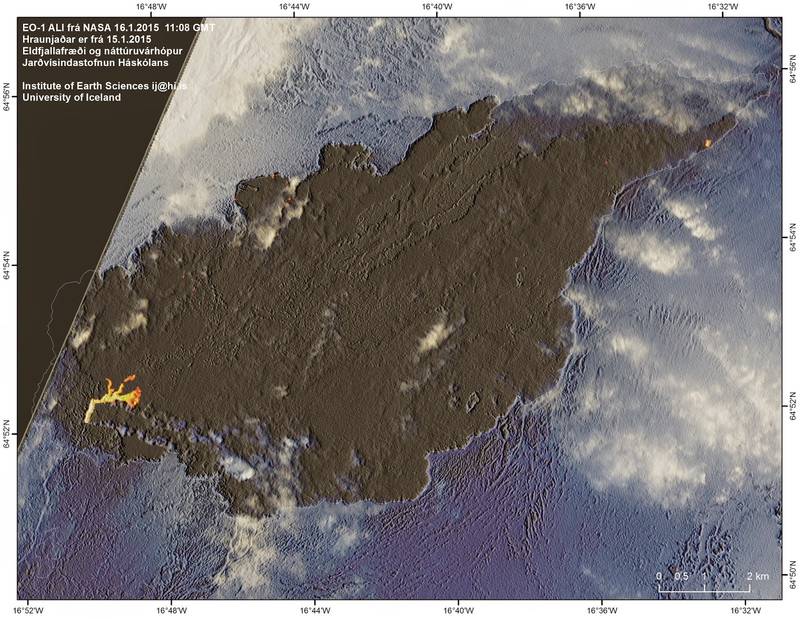 Landsat 8 image of the Holuhraun lava field on 16 Jan 2015