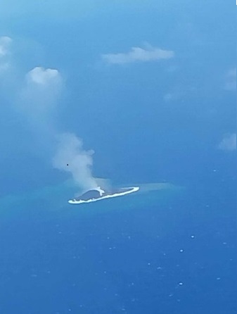 Ash emissions venting from Home Reef recently (image: Tonga Geological Services)