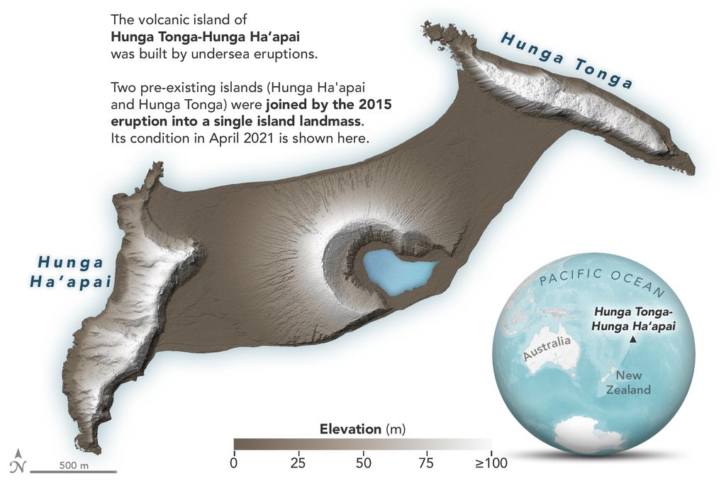 The island of Hunga Tonga-Hunga Ha’apai before its massive eruption on 15 Jan 2022 (source: NASA Earth Observatory)
