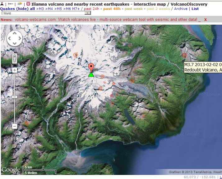 Map of recent quakes near Iliamna (past 48 hours)