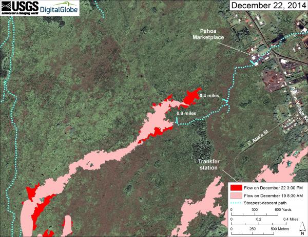 Map of the lava flow near Pahoa as of 24 Dec 2014 (HVO)