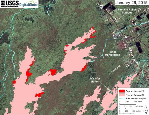 Map of the June 27th lava flow as of 26 Jan (USGS / HVO)