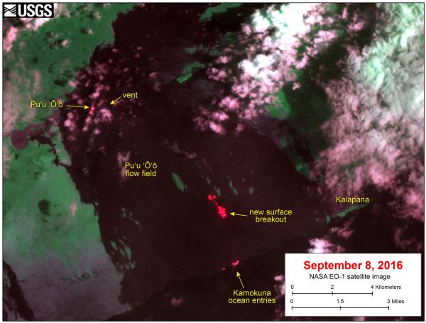 Satellite image map of the current lava flows of Kilauea (HVO)