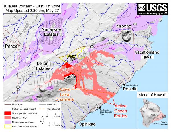 Most recent map of lava flows from HVO / USGS