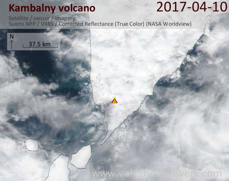 Satellite image of Kambalny volcano on 11 Apr 2017