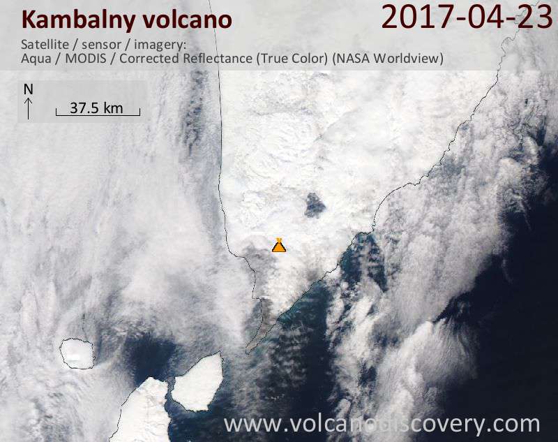 Satellite image of Kambalny volcano on 23 Apr 2017