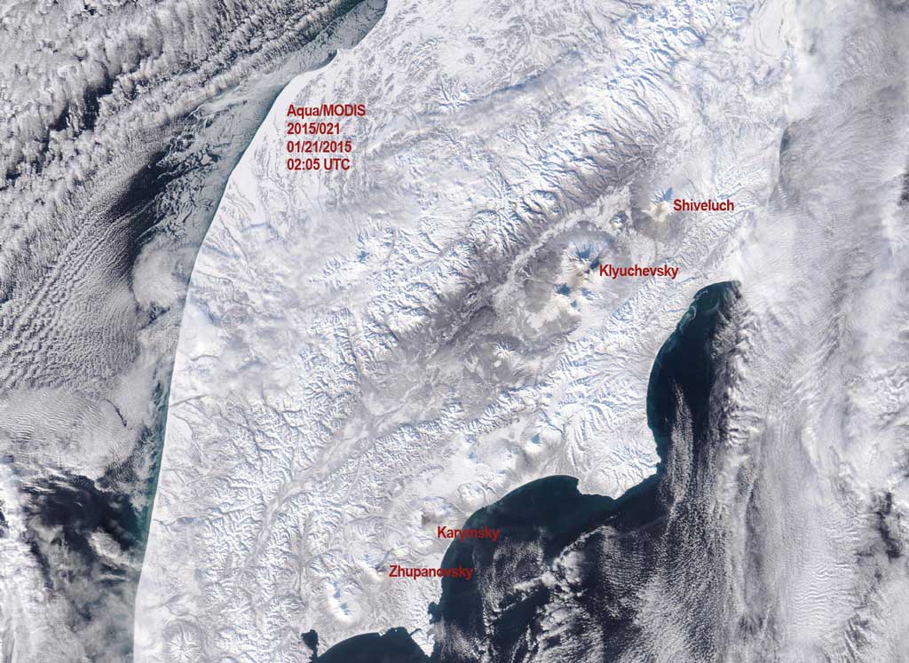 Modis / Aqua satellite view over Kamchatka this morning