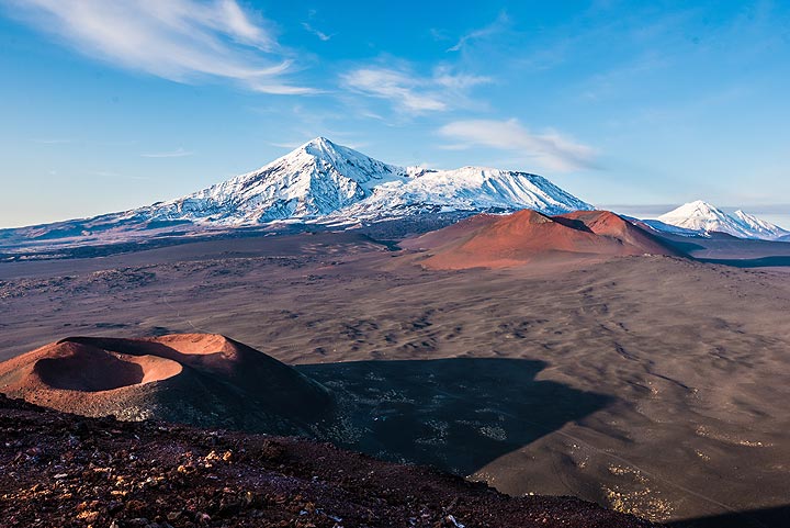 Panorama of Tolbachik and Zimina volcanoes (Kamchatka)