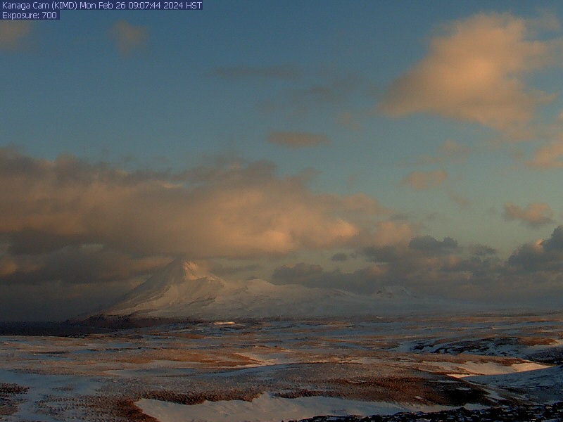 Kanaga volcano as seen from the webcam on 26 Feb (image: AVO)