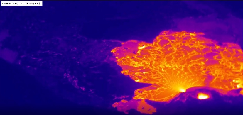 Thermal image of the western fissure vent within Halemaʻumaʻu crater (image: Hawaii Tracker)